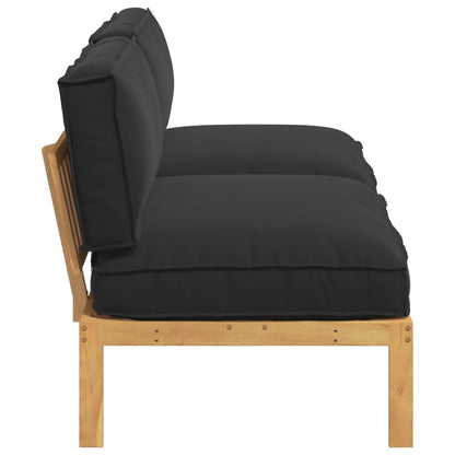 vidaXL Sofa Set mit Kissen Schwarz 240 x 92 x 69 cm Massivholz Akazie