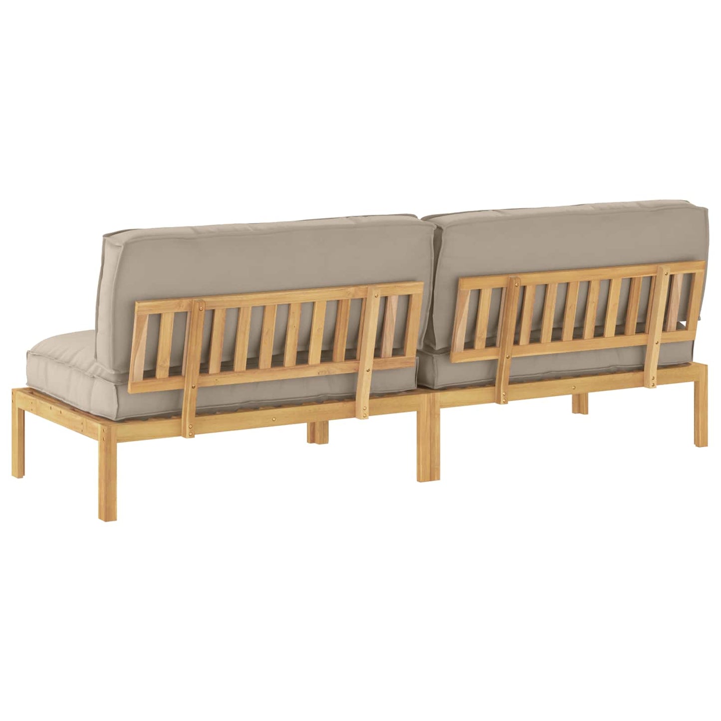 vidaXL Sofa Set mit Kissen Taupe 240 x 92 x 69 cm Massivholz Akazie
