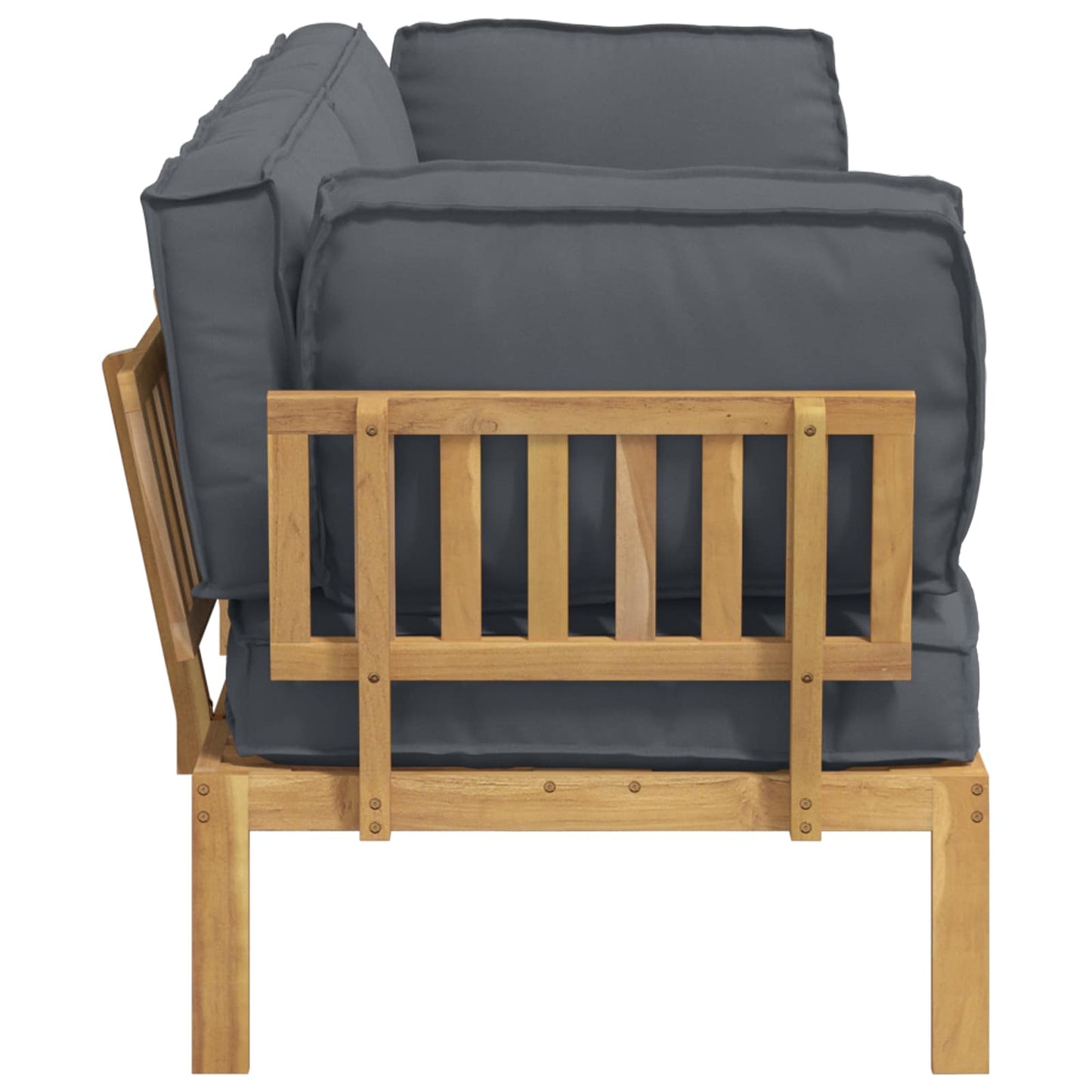 vidaXL Sofa Set mit Kissen Uni 2 pcs Anthrazit Massivholz Akazie