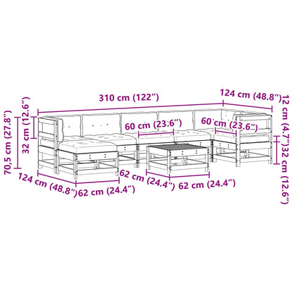 Garten-Lounge-Set 8 pcs Wachsbraun Massives Kiefernholz