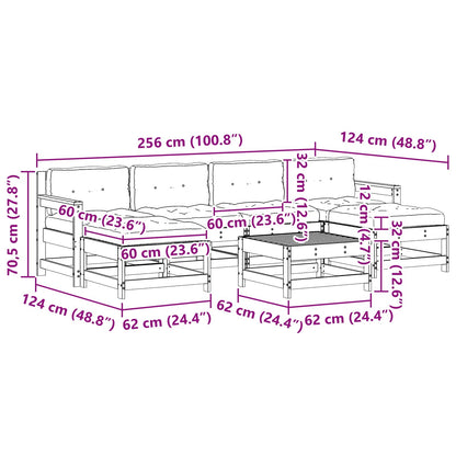 Garten-Lounge-Set 7 pcs Wachsbraun Massives Kiefernholz
