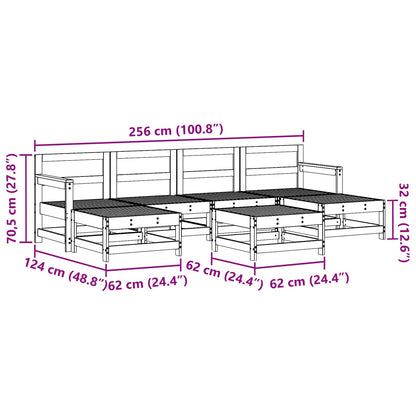 Garten-Lounge-Set 6 pcs Wachsbraun Massives Kiefernholz