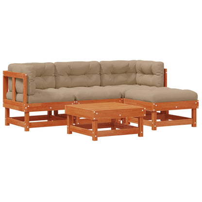 Garten-Lounge-Set 15 pcs Wachsbraun Massives Kiefernholz