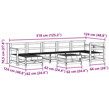 Garten-Lounge-Set 8 pcs Wachsbraun Massives Kiefernholz