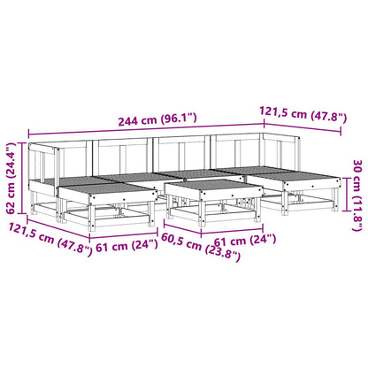 Garten-Lounge-Set 7 pcs Wachsbraun Massives Kiefernholz