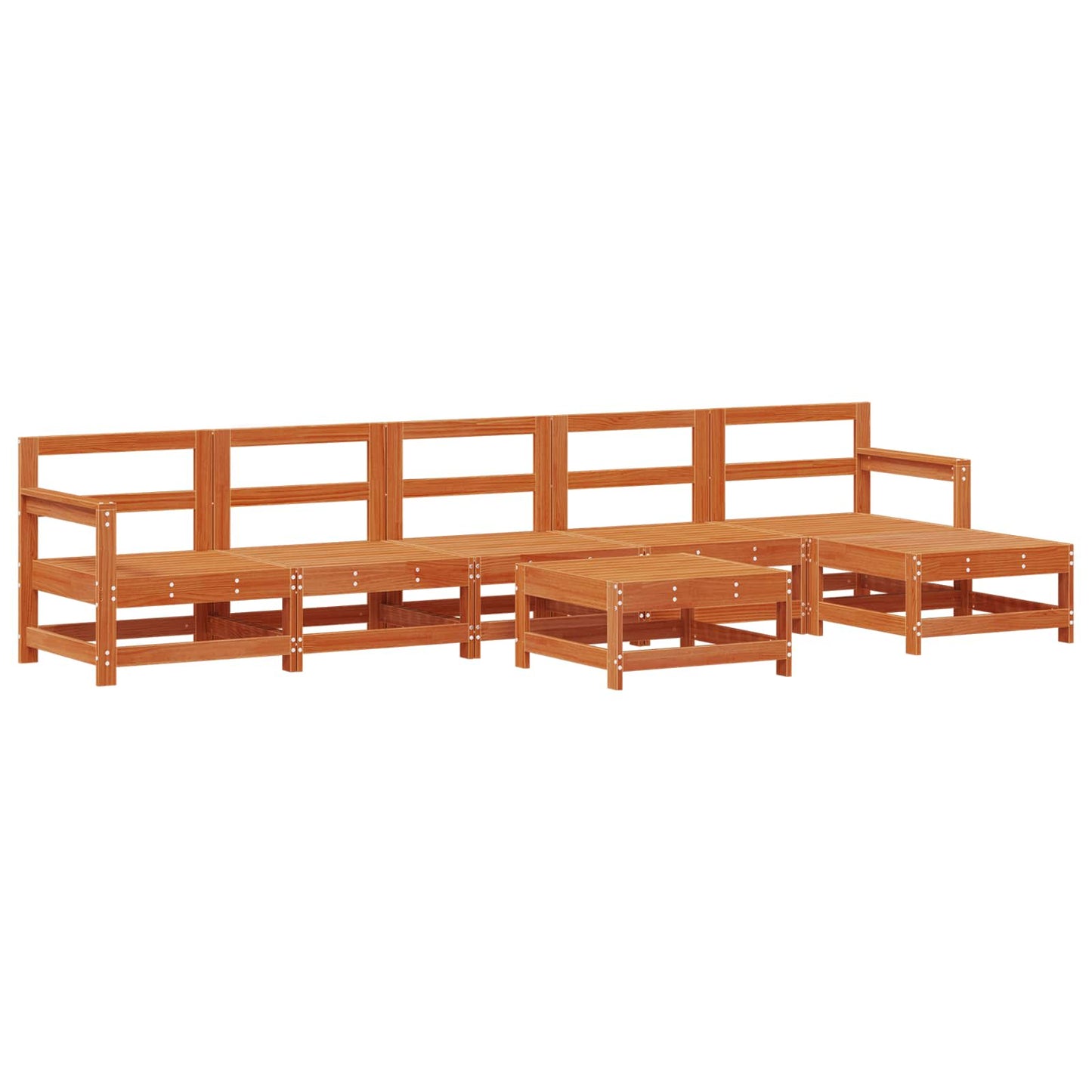 Garten-Lounge-Set 6 pcs Wachsbraun Massives Kiefernholz