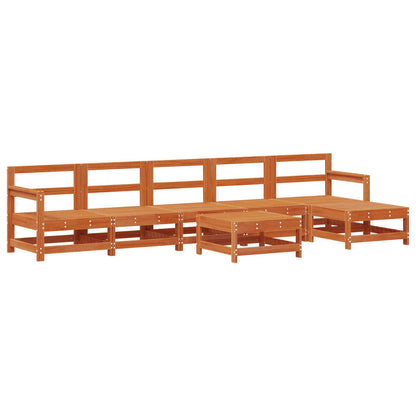 Garten-Lounge-Set 6 pcs Wachsbraun Massives Kiefernholz