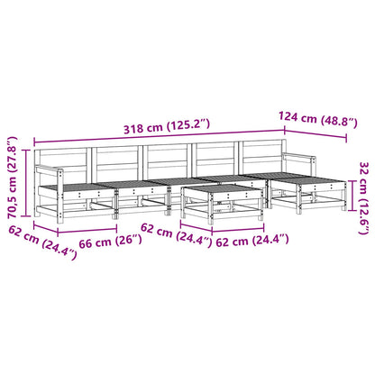 Garten-Lounge-Set 6 pcs Wachsbraun Massives Kiefernholz