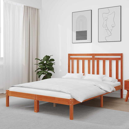 vidaXL Bettrahmen Wachsbraun 205,5 x 155,5 x 100 cm Massivholz Kiefer
