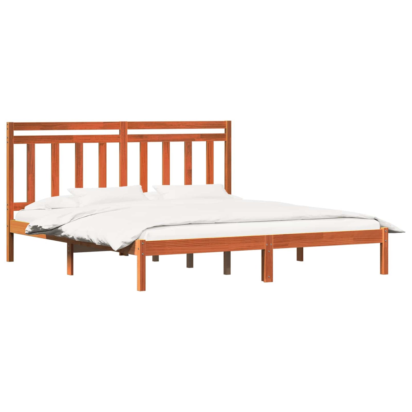 vidaXL Bettrahmen Wachsbraun 205,5 x 185,5 x 100 cm Massivholz Kiefer