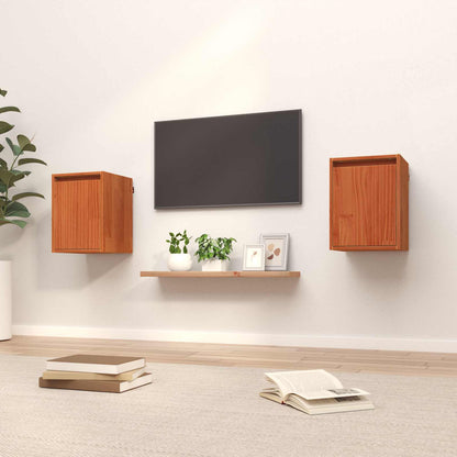 vidaXL Wandschrank Wandmontiert 2 pcs Wachsbraun 30 x 30 x 40 cm