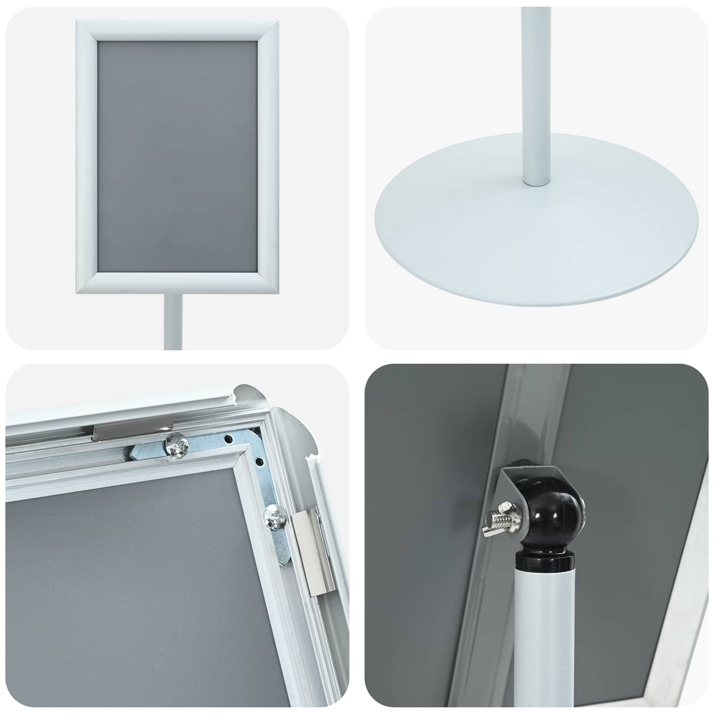 Podest-Posterständer Silber 33 x 33 x 126 cm PVC und Stahl