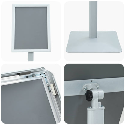 Podest-Posterständer Silber 32,5 x 27 x 126 cm Gusseisen