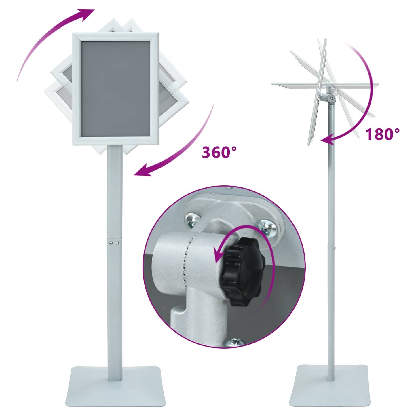 Podest-Posterständer Silber 32 x 27 x 119 cm Gusseisen