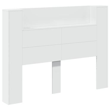 vidaXL Kopfteil-Schrank mit LED mit Regal Weiß 140 x 16,5 x 103,5 cm
