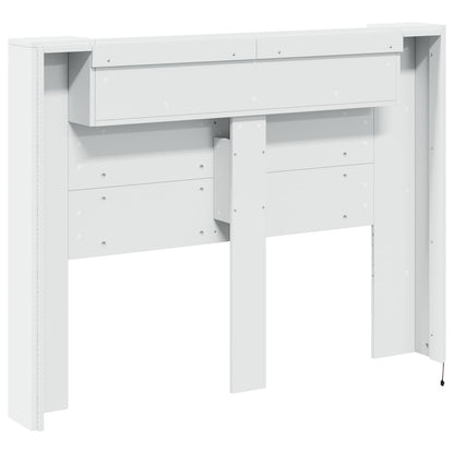 vidaXL Kopfteil-Schrank mit LED mit Regal Weiß 140 x 16,5 x 103,5 cm