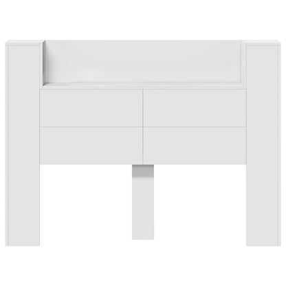vidaXL Kopfteil-Schrank mit LED mit Regal Weiß 140 x 16,5 x 103,5 cm