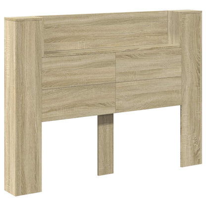 vidaXL Kopfteil-Schrank mit LED mit Regal Sonoma 140 x 16,5 x 103,5 cm