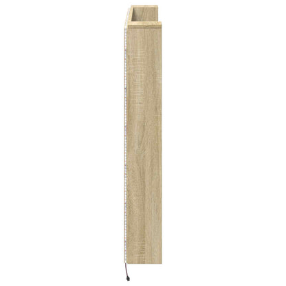 vidaXL Kopfteil-Schrank mit LED mit Regal Sonoma 140 x 16,5 x 103,5 cm