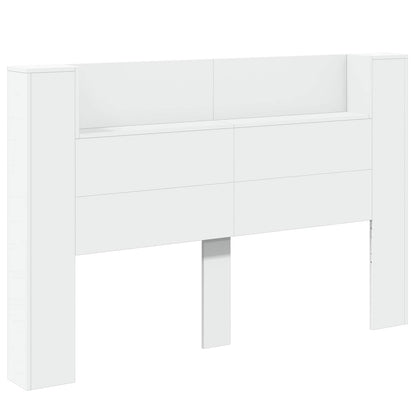 vidaXL Tête de lit armoire avec LED et étagère Blanc 160 x 16,5 x 103,5 cm