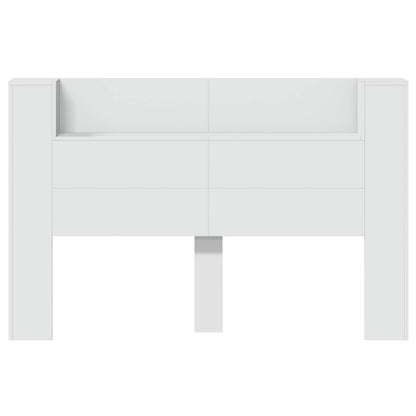 vidaXL Tête de lit armoire avec LED et étagère Blanc 160 x 16,5 x 103,5 cm
