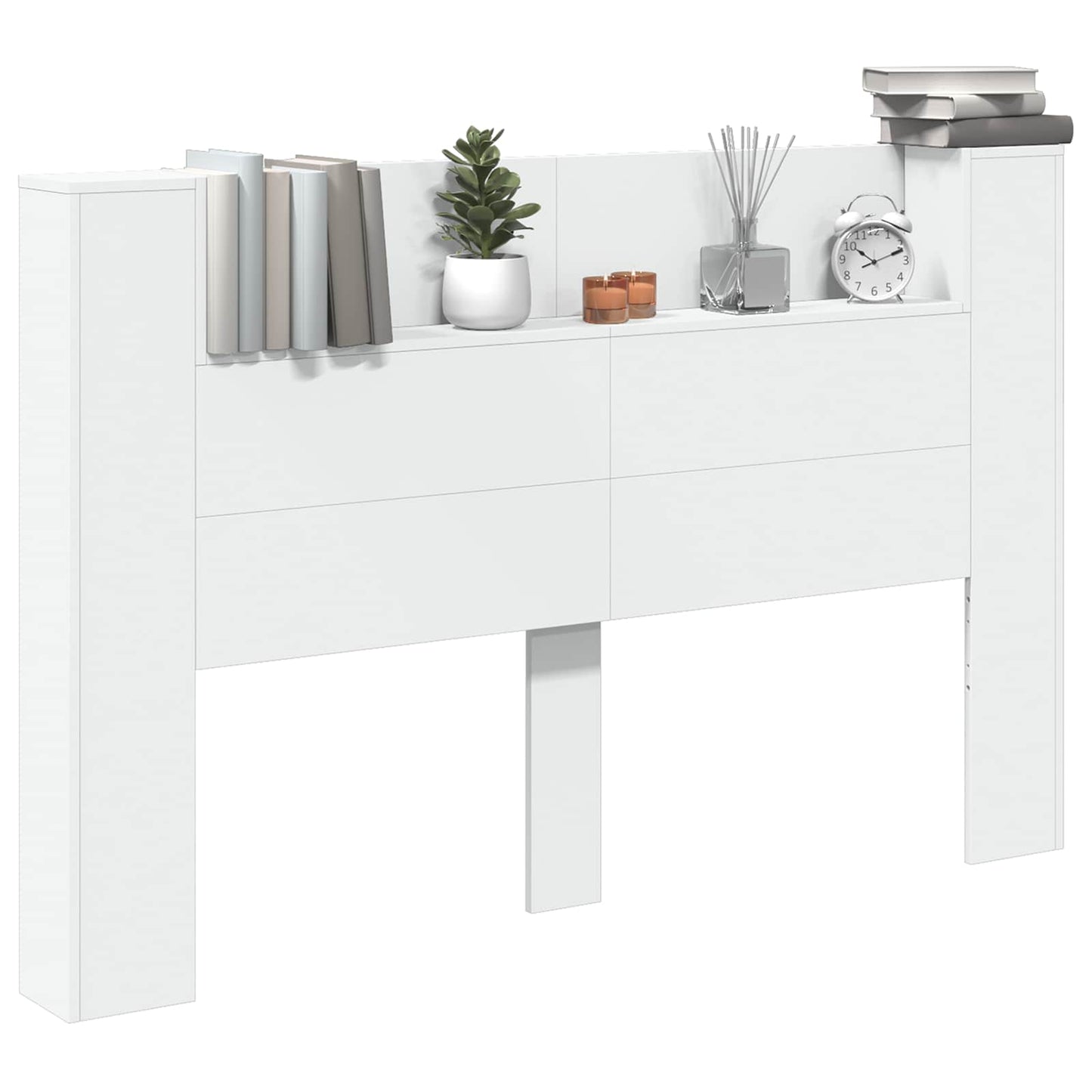 vidaXL Tête de lit armoire avec LED et étagère Blanc 160 x 16,5 x 103,5 cm