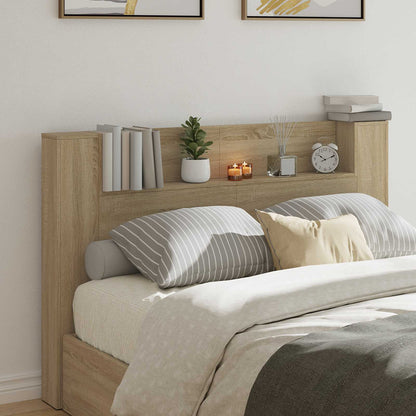 Tête de lit-armoire vidaXL avec LED avec étagère, couleur chêne sonoma 160 x 16,5 x 103,5 cm