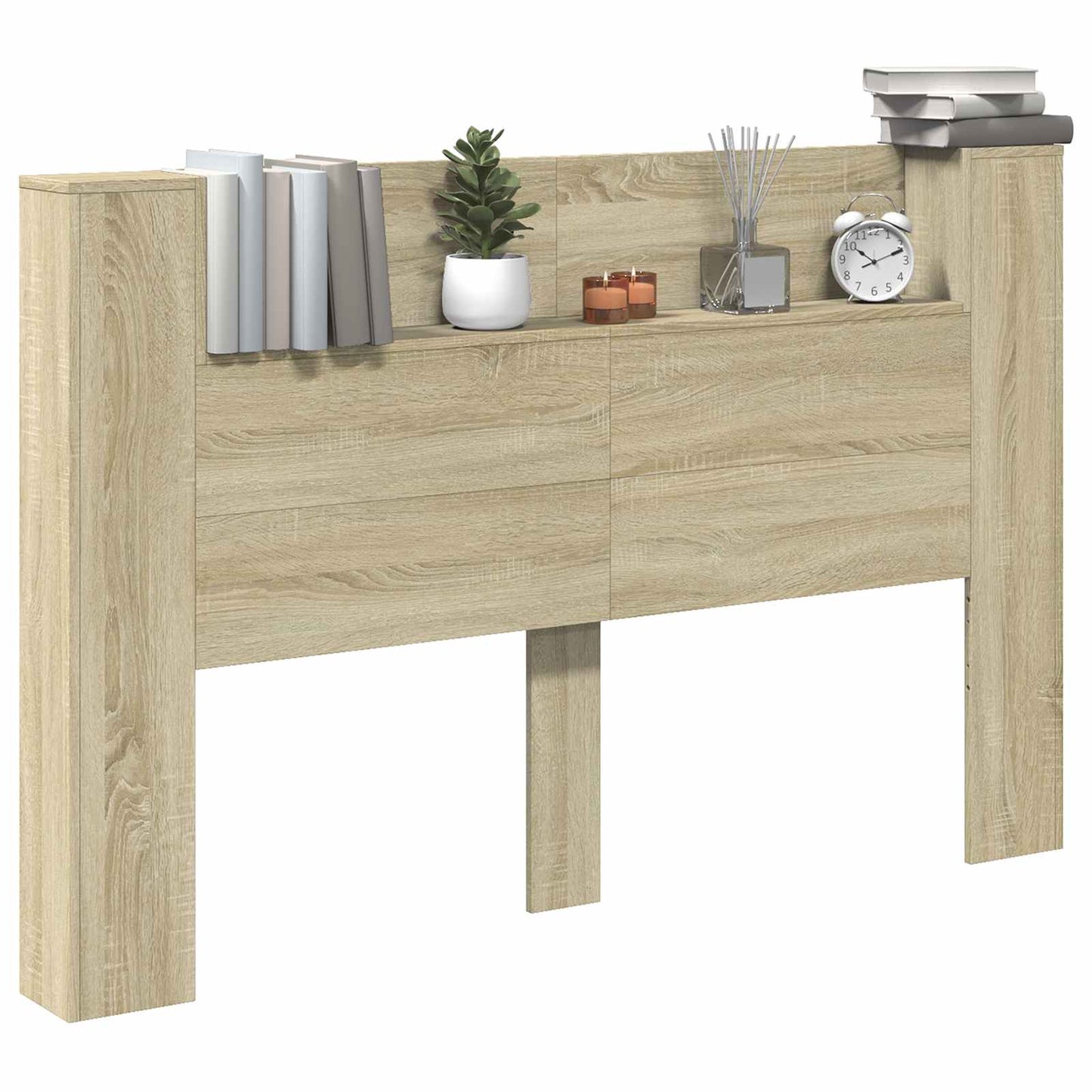Tête de lit-armoire vidaXL avec LED avec étagère, couleur chêne sonoma 160 x 16,5 x 103,5 cm