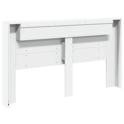 vidaXL Kopfteil-Schrank mit LED mit Regal Weiß 180 x 16,5 x 103,5 cm