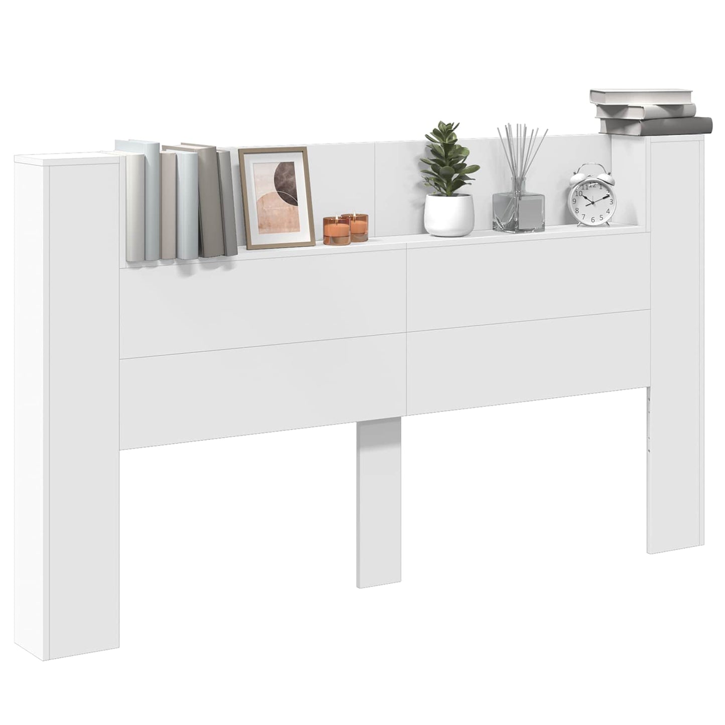 vidaXL Kopfteil-Schrank mit LED mit Regal Weiß 180 x 16,5 x 103,5 cm