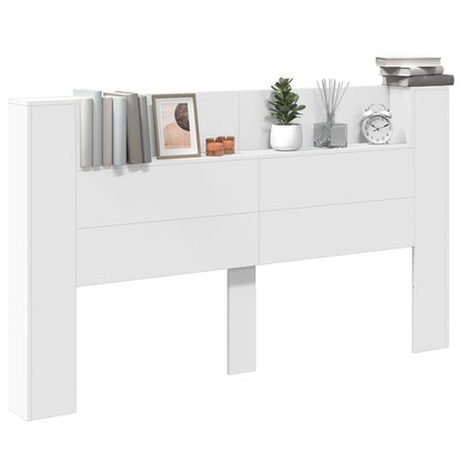 vidaXL Kopfteil-Schrank mit LED mit Regal Weiß 180 x 16,5 x 103,5 cm