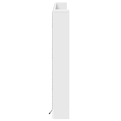 vidaXL Kopfteil-Schrank mit LED mit Regal Weiß 180 x 16,5 x 103,5 cm