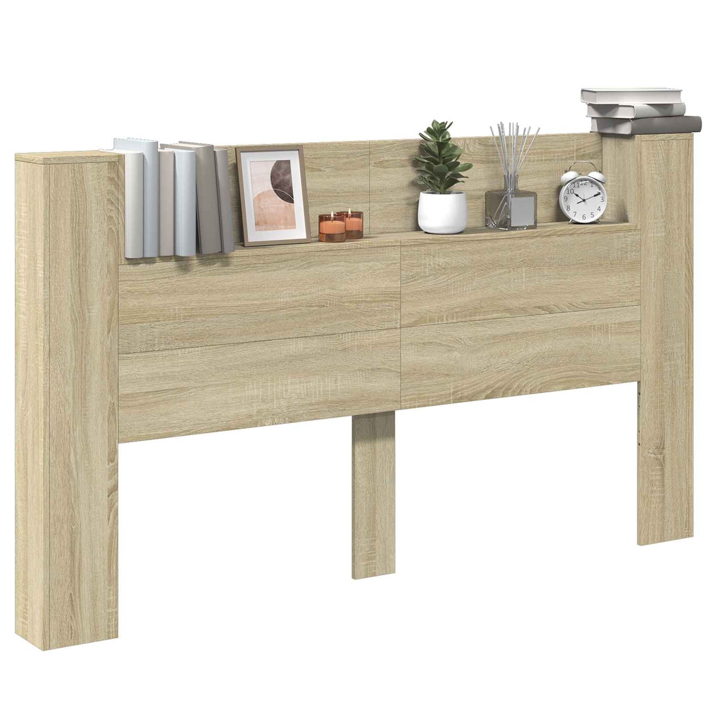 vidaXL Tête de lit-armoire avec LED avec étagère Chêne sonoma 180 x 16,5 x 103,5 cm