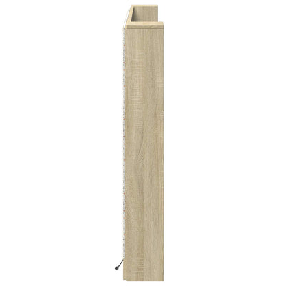 vidaXL Tête de lit-armoire avec LED avec étagère Chêne sonoma 180 x 16,5 x 103,5 cm
