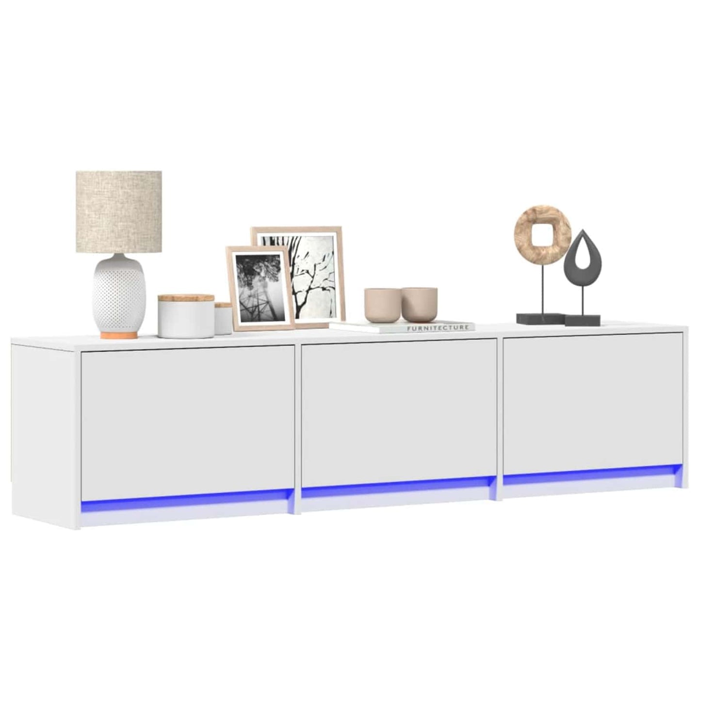 vidaXL Meuble TV avec LED Blanc 165 x 34 x 40 cm Bois d'ingénierie