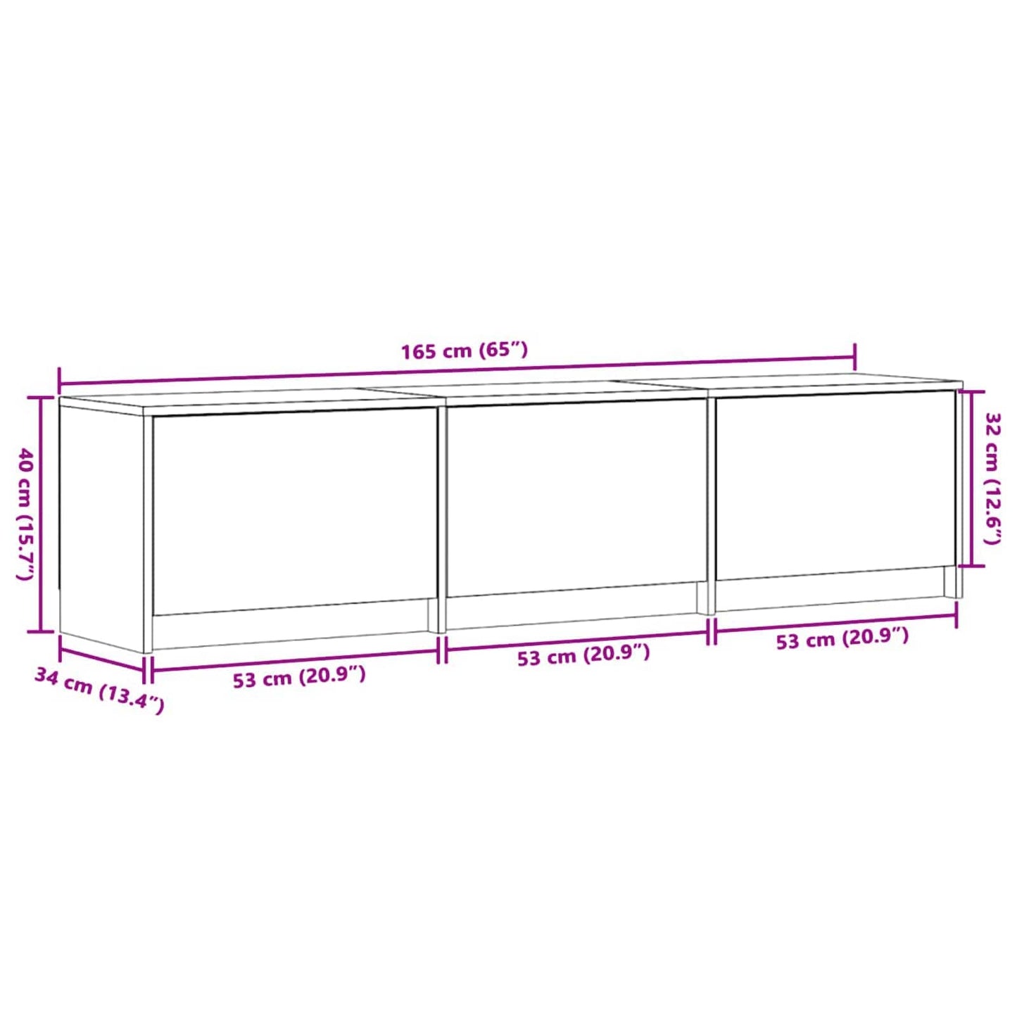 vidaXL Meuble TV avec LED Blanc 165 x 34 x 40 cm Bois d'ingénierie