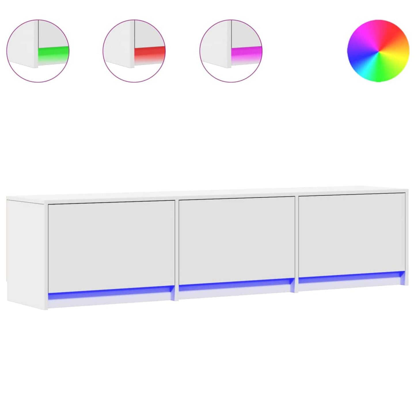 vidaXL Meuble TV avec LED Blanc 165 x 34 x 40 cm Bois d'ingénierie