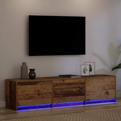 Meuble TV vidaXL avec LED bois de récupération 165 x 34 x 40 cm bois d'ingénierie