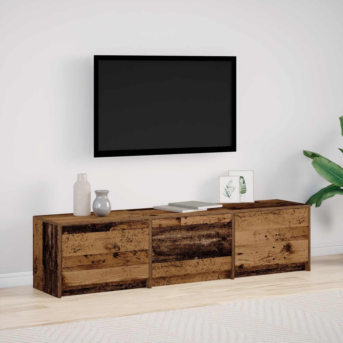 Meuble TV vidaXL avec LED bois de récupération 165 x 34 x 40 cm bois d'ingénierie