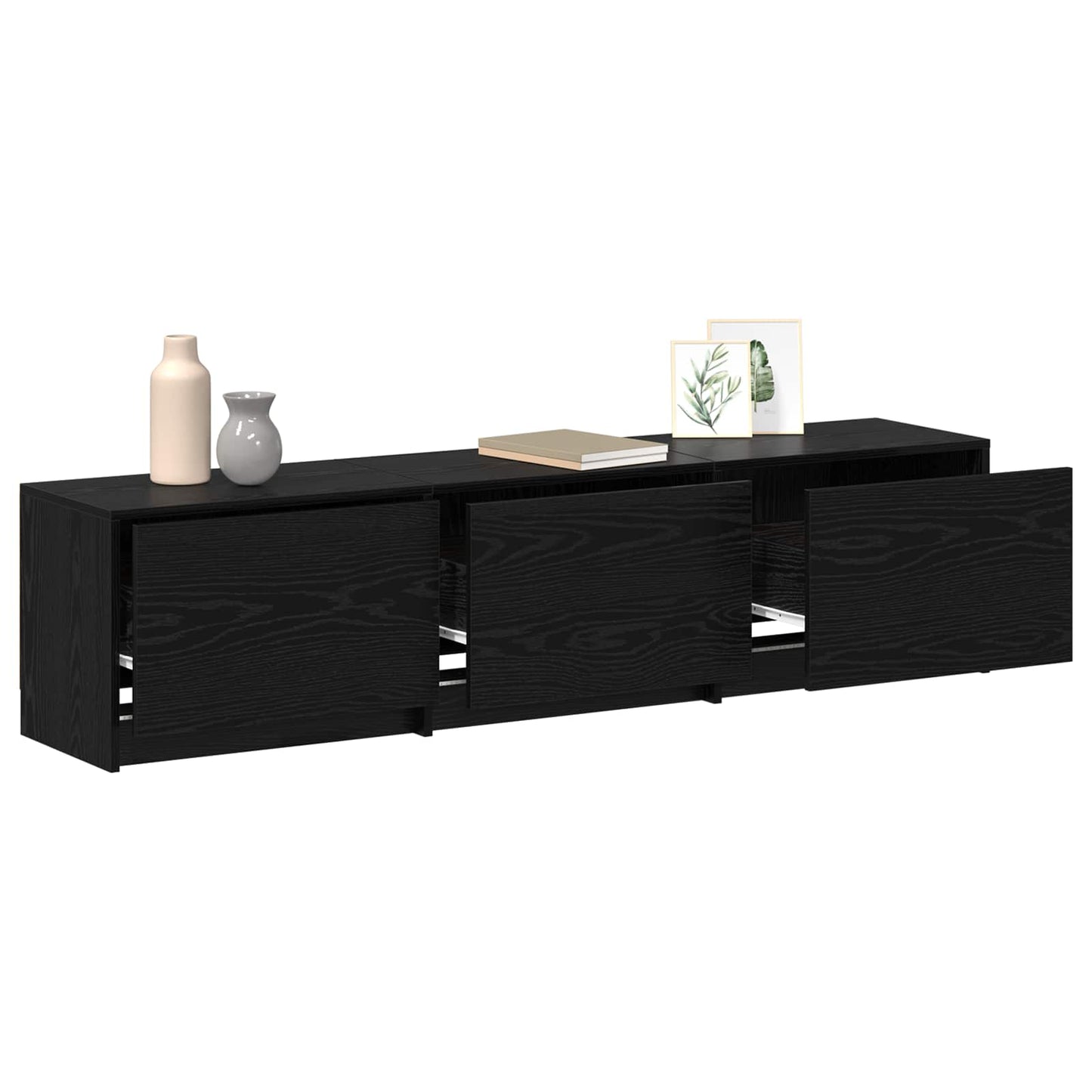 Meuble TV vidaXL noir aspect chêne 165 x 34 x 40 cm, bois d'ingénierie