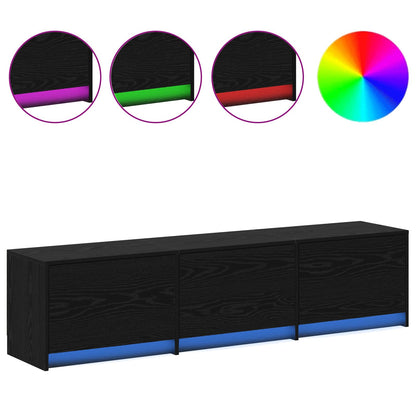 Meuble TV vidaXL noir aspect chêne 165 x 34 x 40 cm, bois d'ingénierie