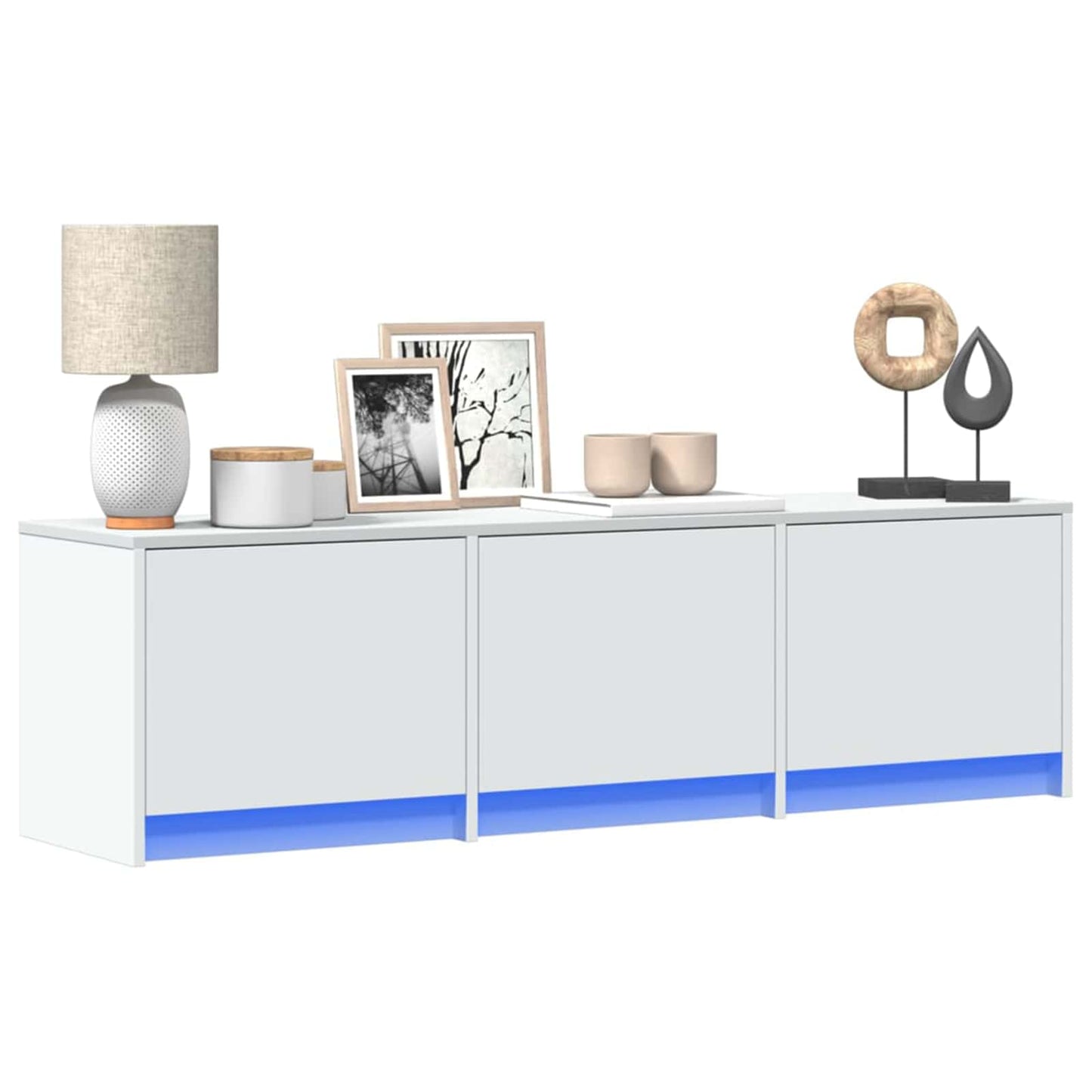 vidaXL Meuble TV avec LED Blanc 140 x 34 x 40 cm Bois d'ingénierie