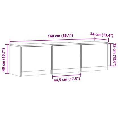 vidaXL Meuble TV avec LED Blanc 140 x 34 x 40 cm Bois d'ingénierie