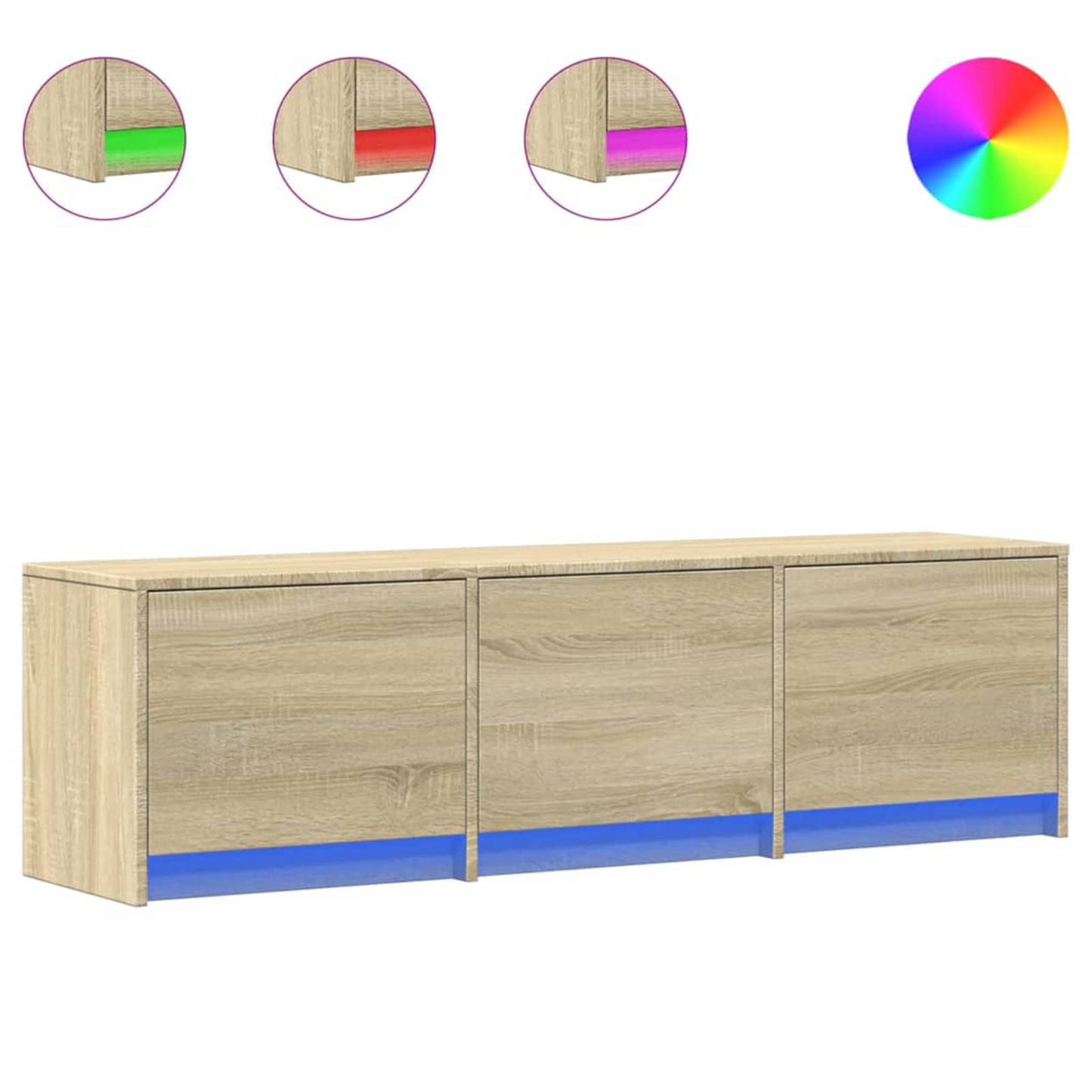 vidaXL Meuble TV avec LED Sonoma 140 x 34 x 40 cm Bois d'ingénierie