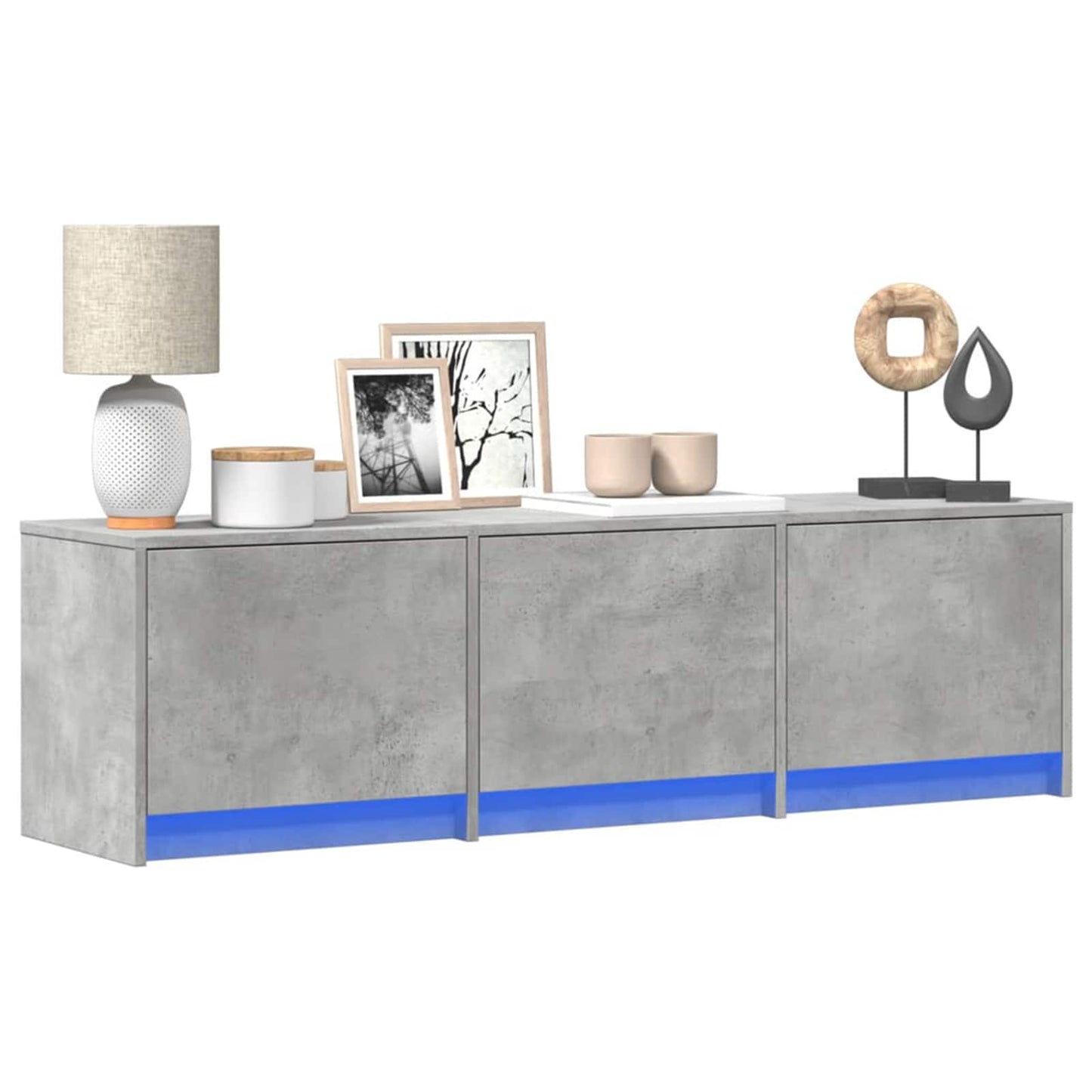 TV-Schränk mit LED Beton 140 x 34 x 40 cm Holzwerkstoff