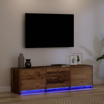 vidaXL Meuble TV avec LED Bois de récupération 140 x 34 x 40 cm Bois d'ingénierie
