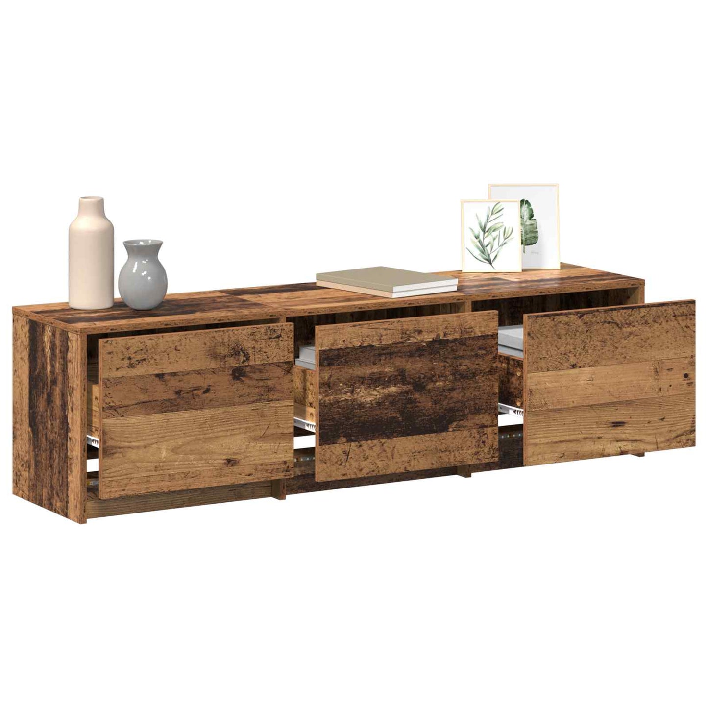 vidaXL Meuble TV avec LED Bois de récupération 140 x 34 x 40 cm Bois d'ingénierie