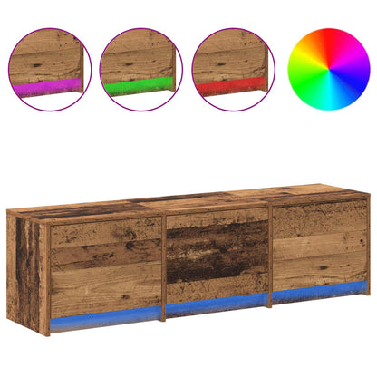 vidaXL Meuble TV avec LED Bois de récupération 140 x 34 x 40 cm Bois d'ingénierie
