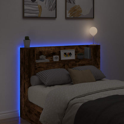 vidaXL Kopfteil-Schrank mit LED Geräucherte Eiche Holzwerkstoff