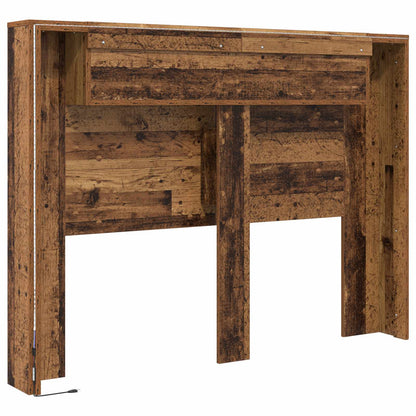vidaXL Kopfteil-Schrank mit LED Altholz 140 x 16,5 x 103,5 cm